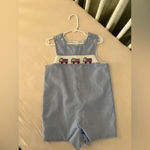 Bailey Boys blue check jonjon with fire truck 3T